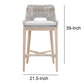 Interwoven Rope Barstool With Stretcher And Cross Support, Light Gray By Benzara | Bar Stools & Table |  Modishstore  - 3