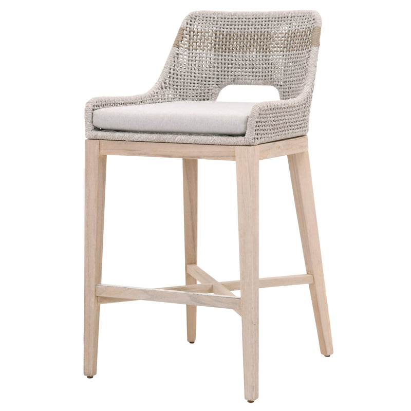 Interwoven Rope Barstool With Stretcher And Cross Support, Light Gray By Benzara | Bar Stools & Table |  Modishstore 