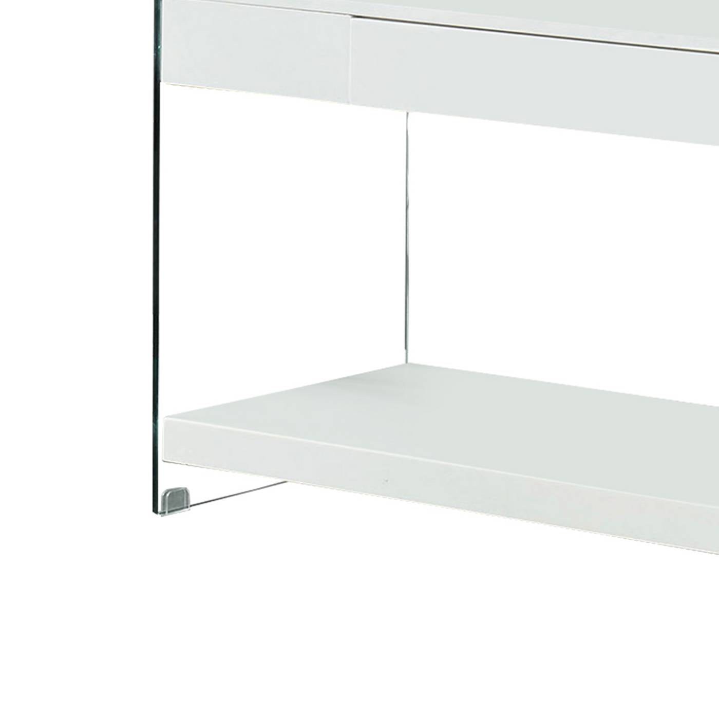 Contemporary Style Plastic Tv Stand With Glass Side Panels, White By Benzara | TV Stands |  Modishstore  - 4
