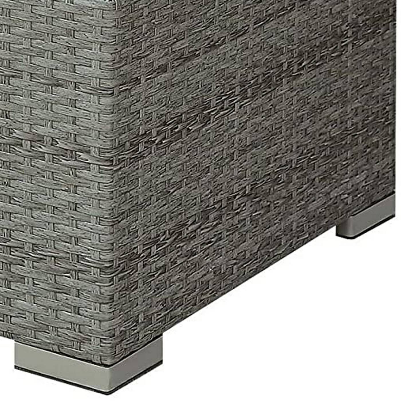 Woven Wicker Rectangular Coffee Table With Tempered Glass Tabletop, Gray By Benzara | Coffee Tables |  Modishstore  - 5