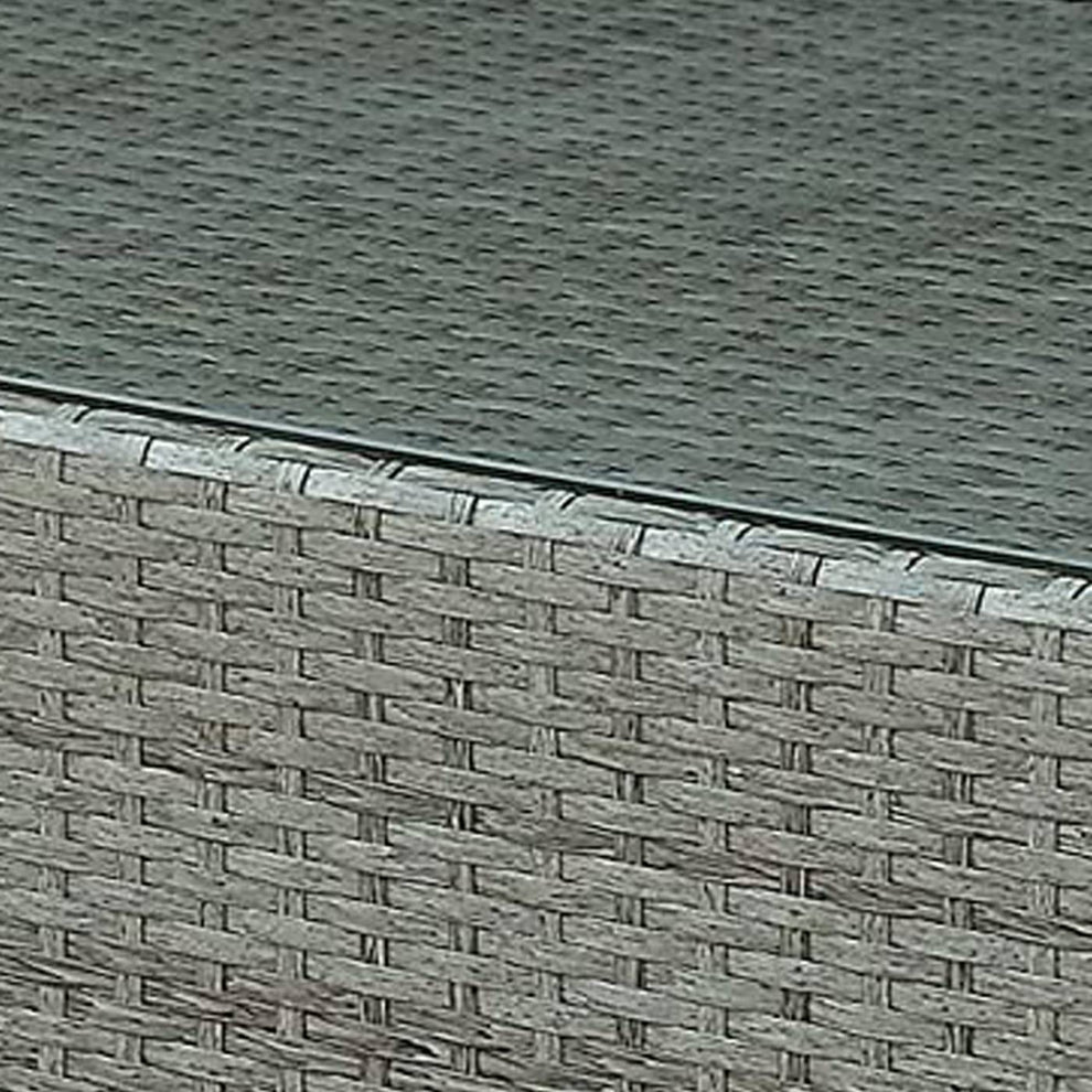Woven Wicker Rectangular Coffee Table With Tempered Glass Tabletop, Gray By Benzara | Coffee Tables |  Modishstore  - 4