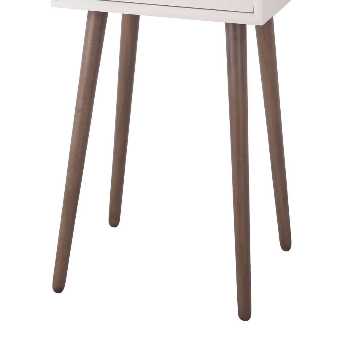 Mid Century Wooden 1 Drawer Accent Table With Splayed Legs, White And Brown By Benzara | Side Tables |  Modishstore  - 4