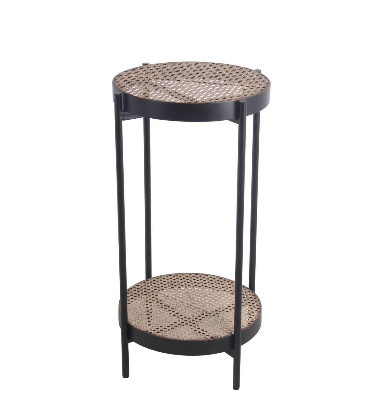 Metal Accent Table With Mesh Design Shelf And Top, Brown And Black By Benzara | Side Tables |  Modishstore 