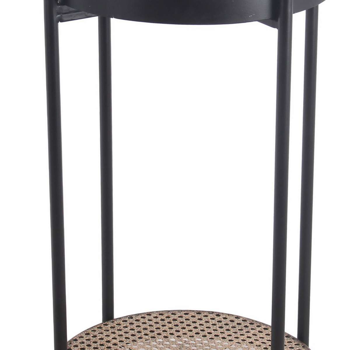 Metal Accent Table With Mesh Design Shelf And Top, Brown And Black By Benzara | Side Tables |  Modishstore  - 4