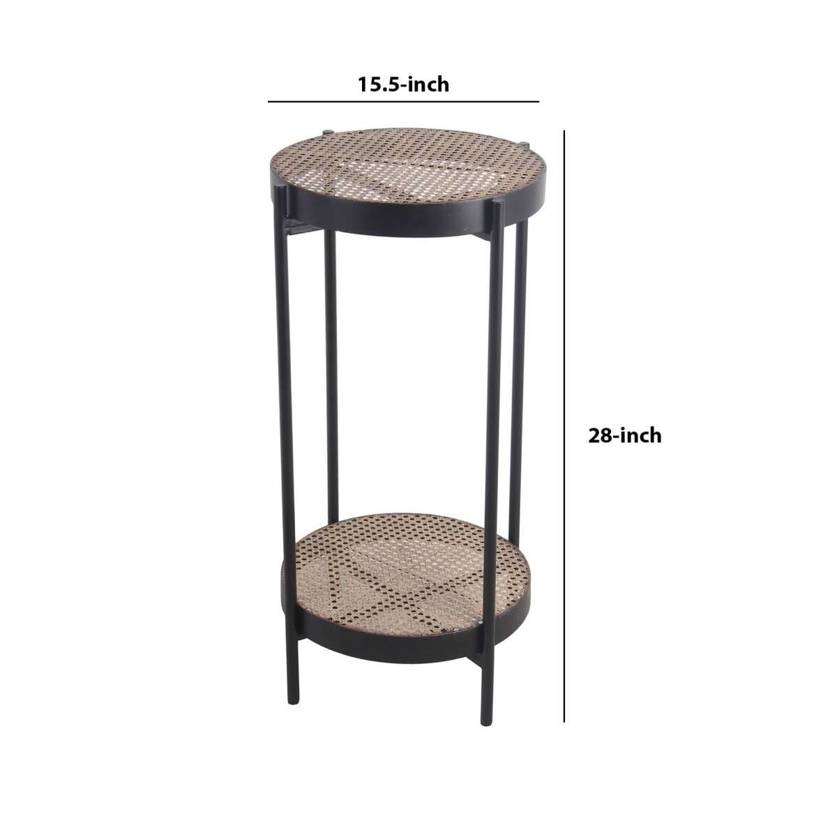 Metal Accent Table With Mesh Design Shelf And Top, Brown And Black By Benzara | Side Tables |  Modishstore  - 2
