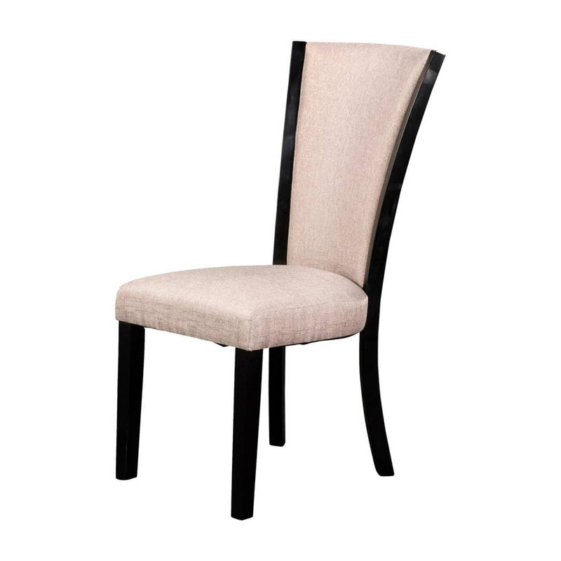Wooden Dining Chair With Fabric Seat And Backrest, Set Of 2,Black And Beige By Benzara | Dining Chairs |  Modishstore 