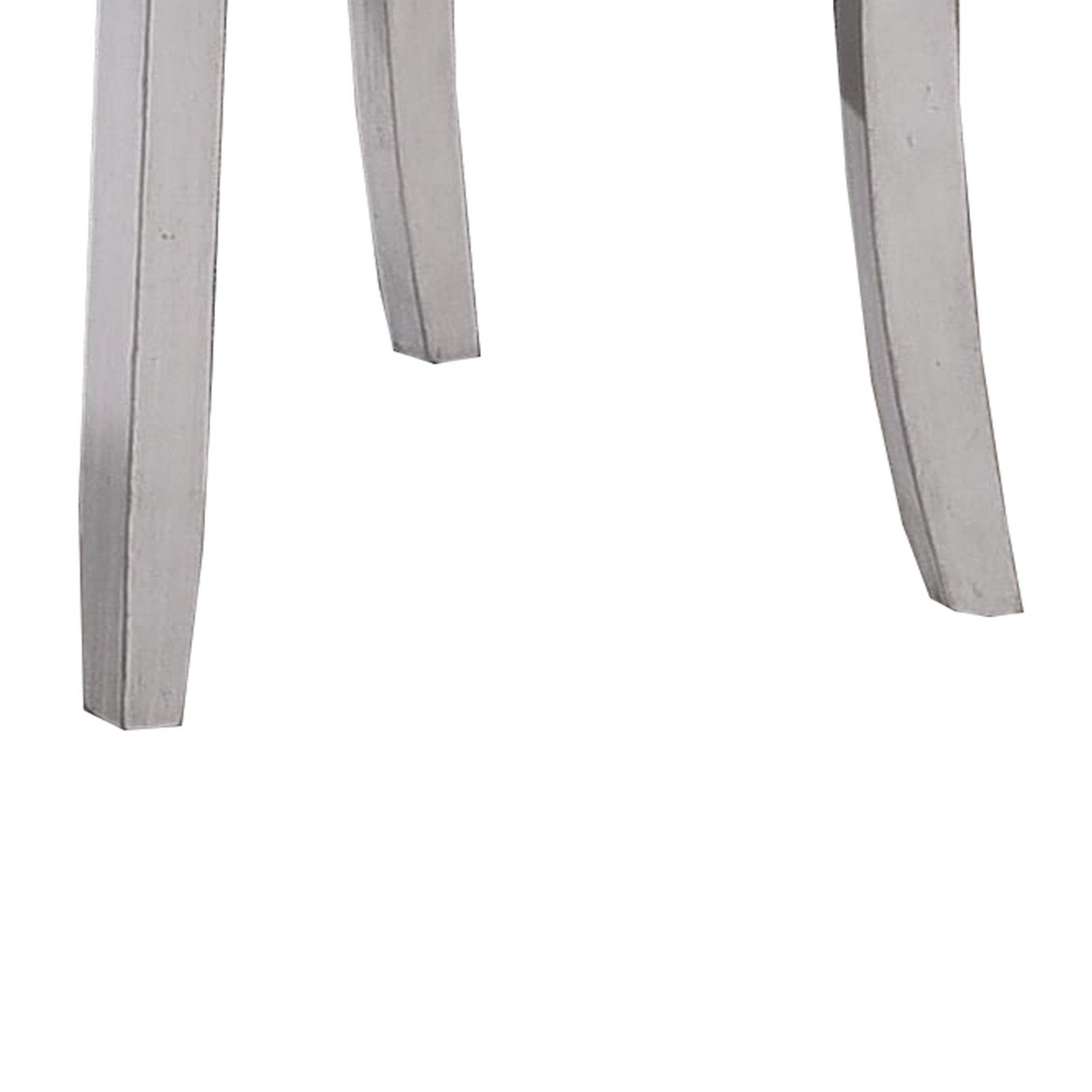 Wooden Side Chair With Fabric Upholstered Seat, Set Of 2, White And Gray By Benzara | Accent Chairs | Modishstore - 4