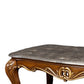 Wooden Cocktail Table With Marble Top And Carved Details, Gray And Brown By Benzara | Coffee Tables | Modishstore - 2
