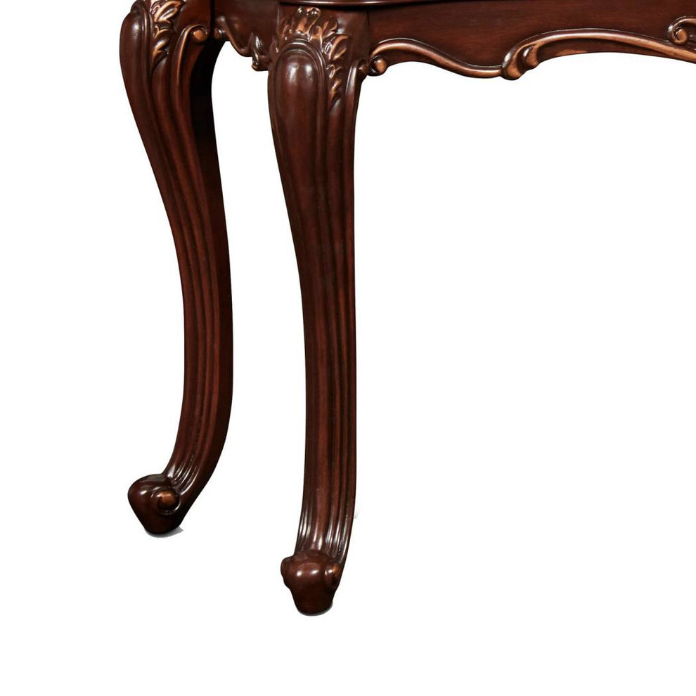 Wooden Console Table With Marble Top And Carved Details, Gray And Brown By Benzara | Console Tables |  Modishstore  - 2