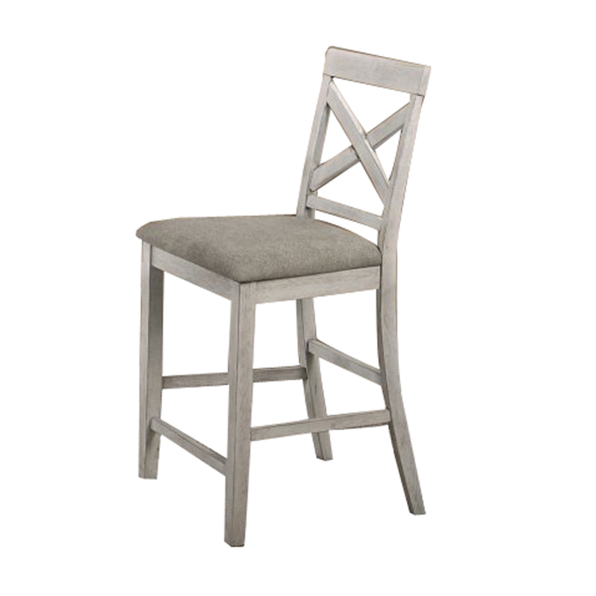 Wooden Counter Chair With X Shaped Backrest With Padded Seat,White And ...