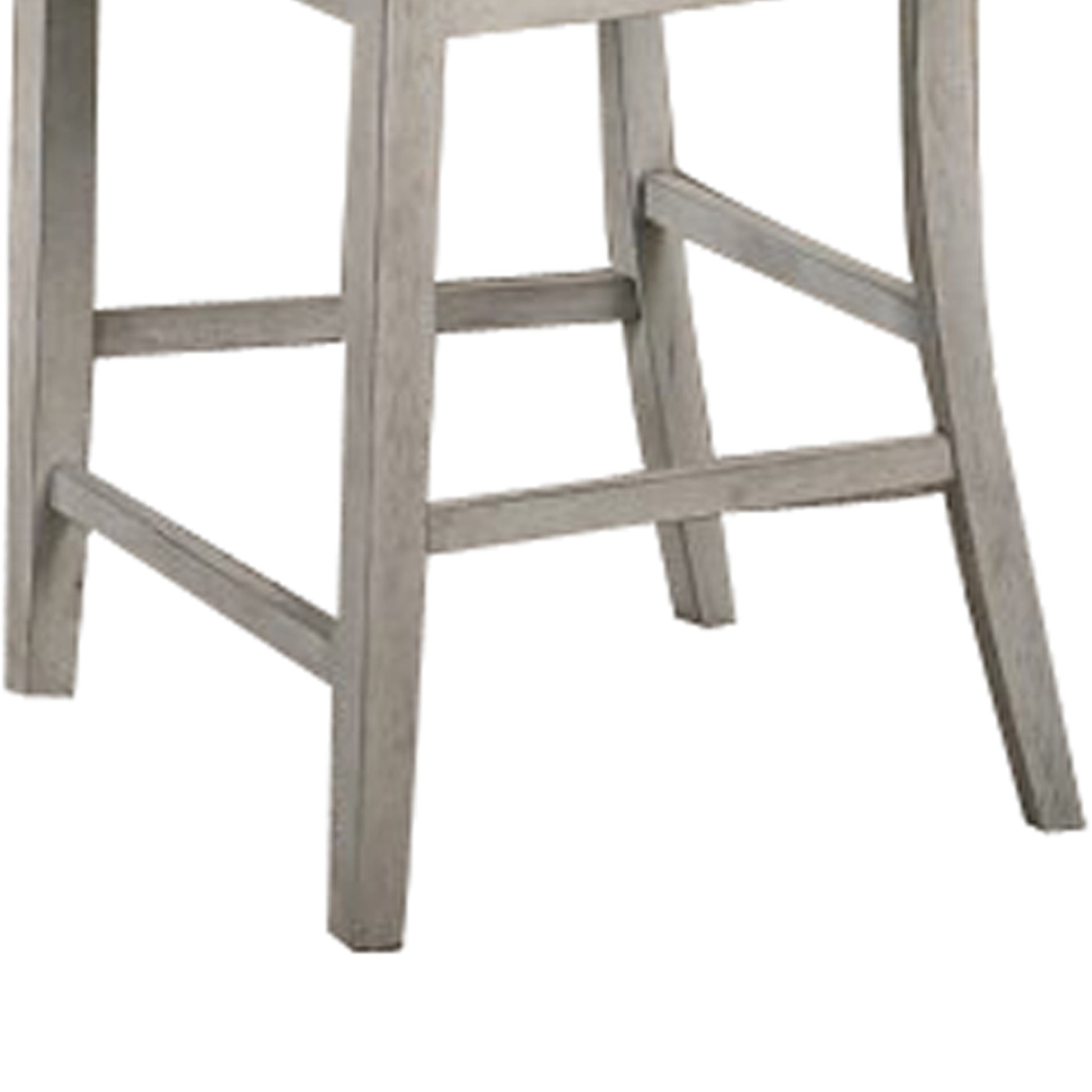 Wooden Counter Chair With X Shaped Backrest With Padded Seat,White And Gray By Benzara | Dining Chairs | Modishstore - 4