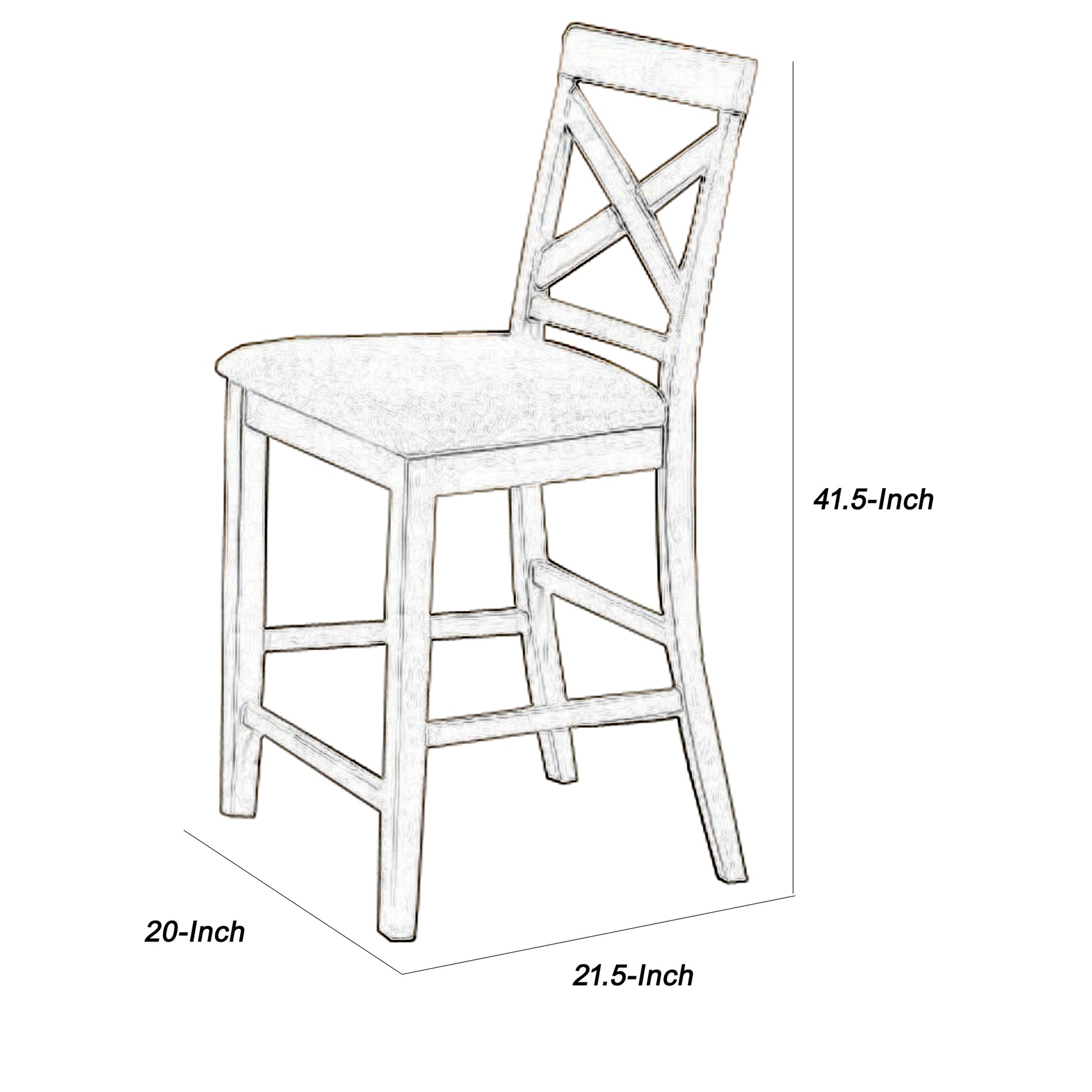 Wooden Counter Chair With X Shaped Backrest With Padded Seat,White And Gray By Benzara | Dining Chairs | Modishstore - 5