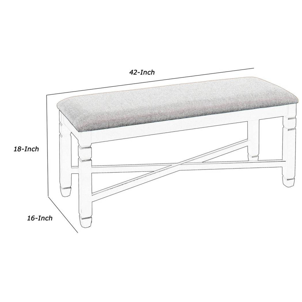 Fabric Dining Bench With Turned Legs And X Shaped Support, Beige And Black By Benzara | Benches |  Modishstore  - 2