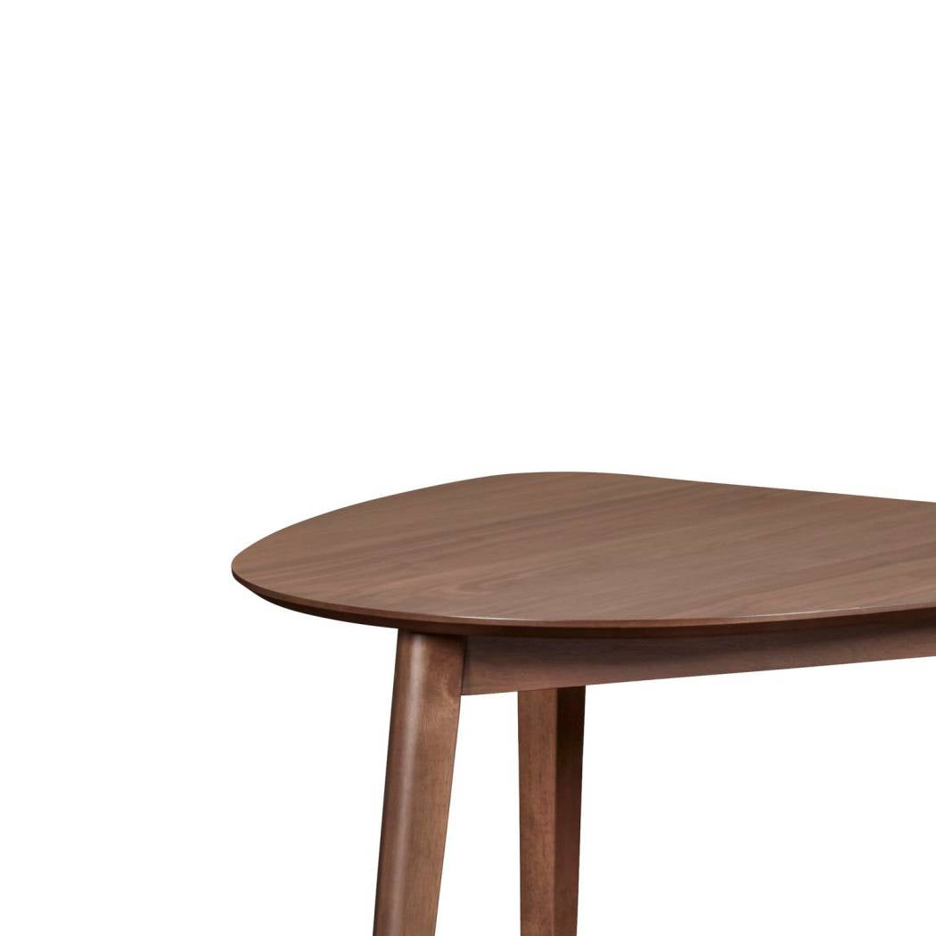Mid Century Triangular Corner Table With Grain Details, Walnut Brown By Benzara | Side Tables |  Modishstore  - 5
