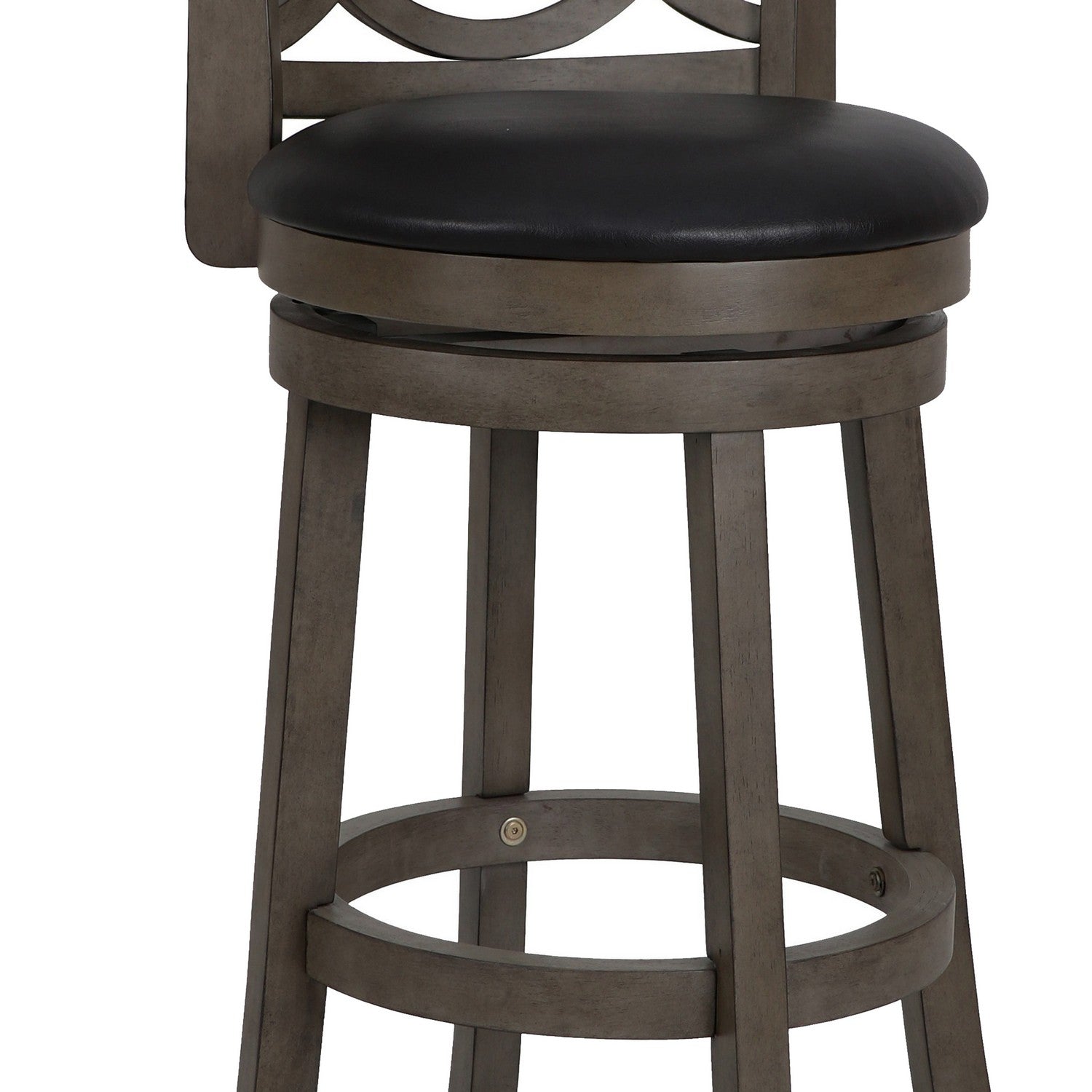 Curved Lattice Back Swivel Barstool With Leatherette Seat, Gray And Black By Benzara | Bar Stools & Tables | Modishstore - 3
