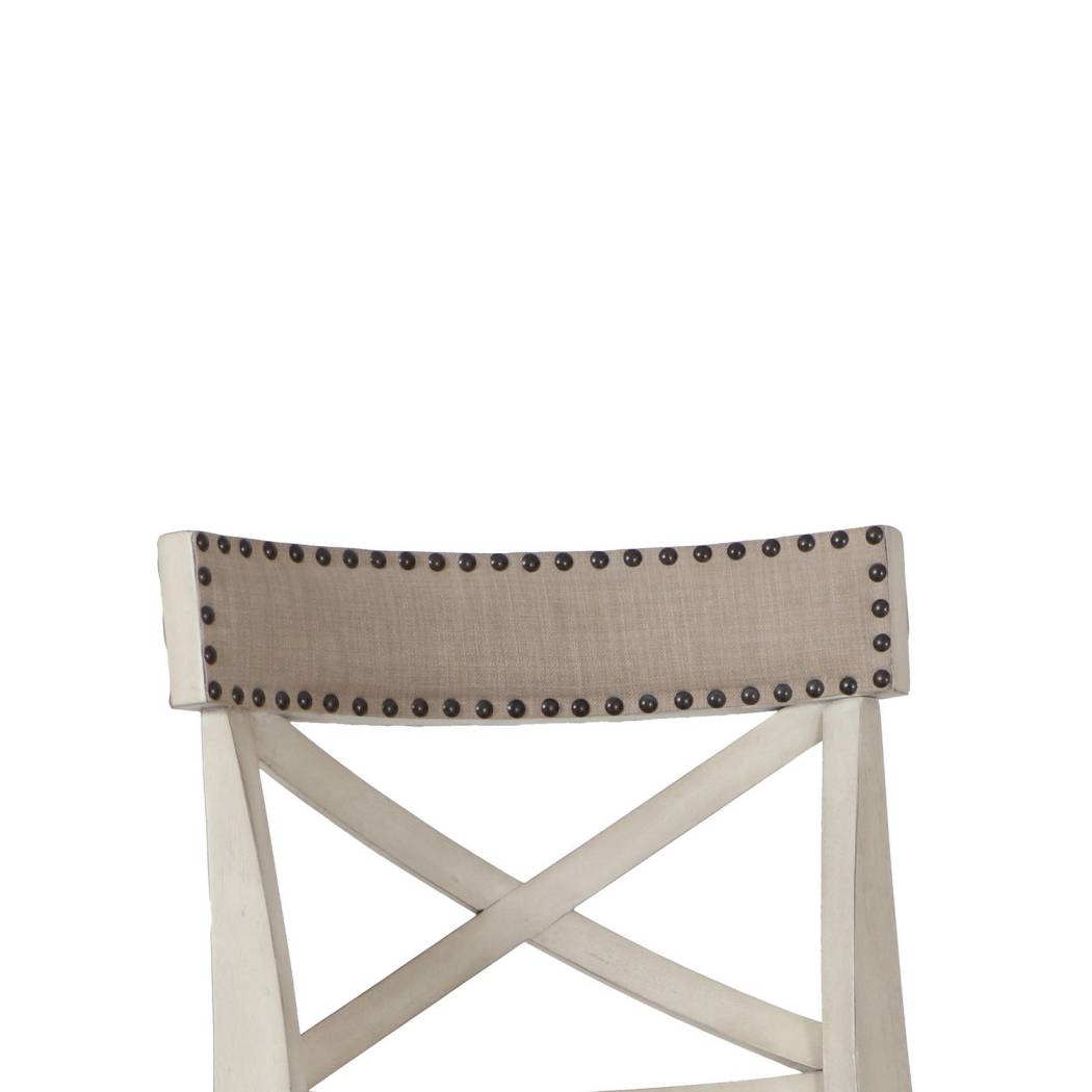 Curved X Shaped Back Swivel Barstool With Fabric Padded Seating, White By Benzara | Bar Stools |  Modishstore  - 4