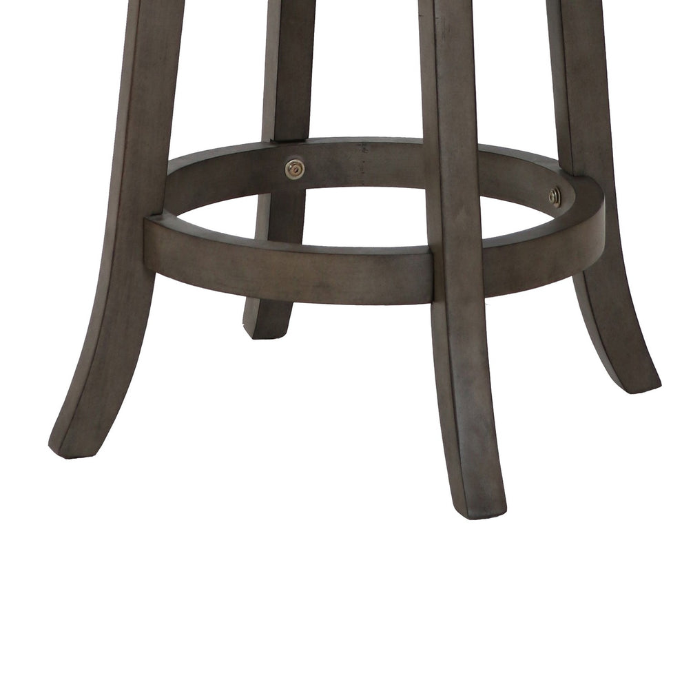 Curved Lattice Back Swivel Counter Stool With Fabric Seat, Antique Gray By Benzara | Stools | Modishstore - 4