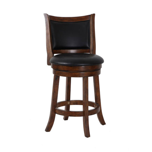 Curved Swivel Counter Stool With Leatherette Padded Seating,Brown And Black By Benzara | Counter Stools |  Modishstore 