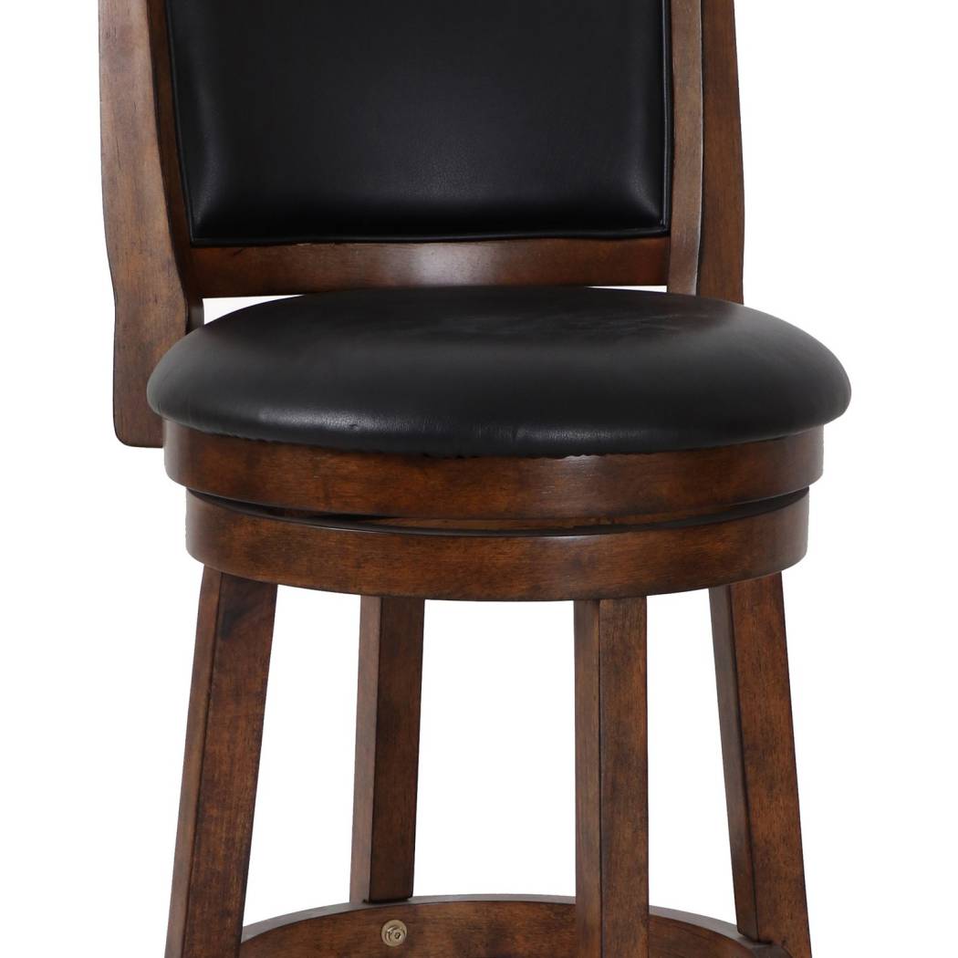 Curved Swivel Counter Stool With Leatherette Padded Seating,Brown And Black By Benzara | Counter Stools |  Modishstore  - 2