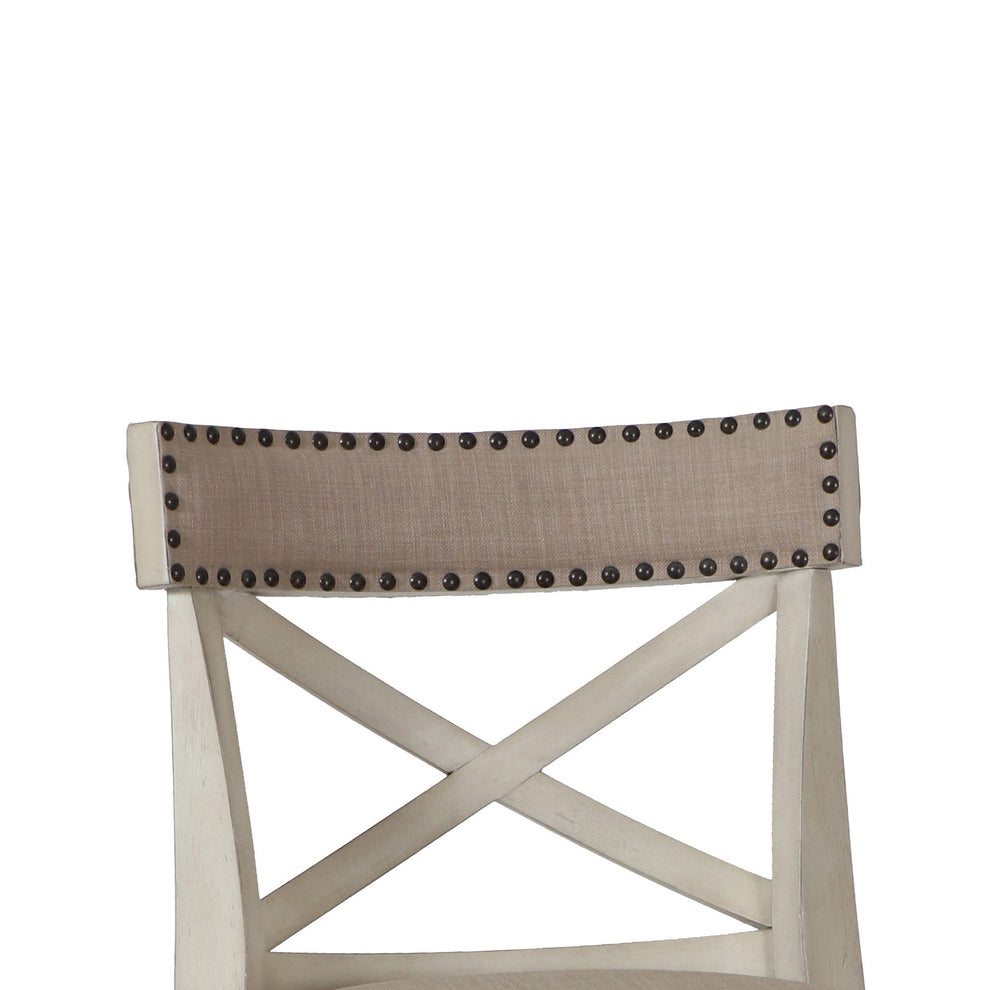 Curved X Shaped Back Swivel Counter Stool With Fabric Padded Seating, White By Benzara | Stools | Modishstore - 2