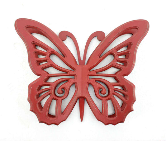 Wooden Butterfly Wall Plaque With Cutout Detail, Red By Benzara | Wall Decor |  Modishstore 