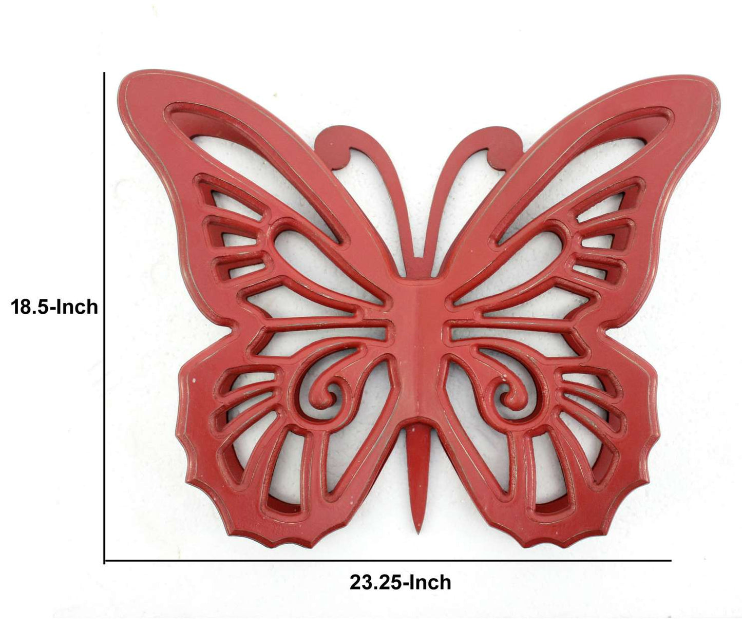 Wooden Butterfly Wall Plaque With Cutout Detail, Red By Benzara | Wall Decor |  Modishstore  - 2