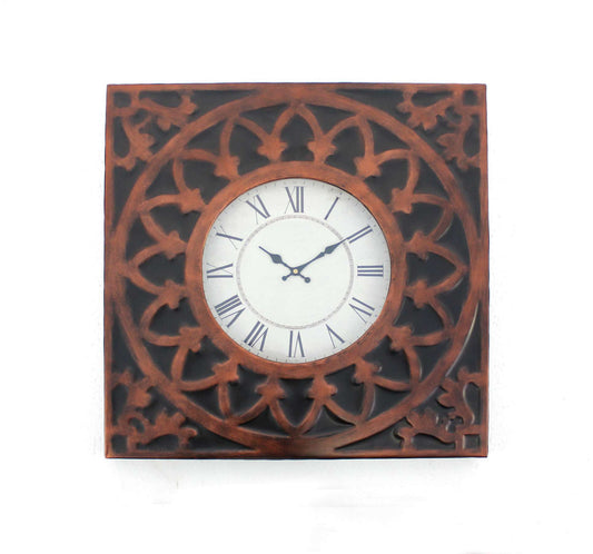 Baroque Design Metal Wall Clock With Roman Numerals, Brown And Black By Benzara | Clocks |  Modishstore 