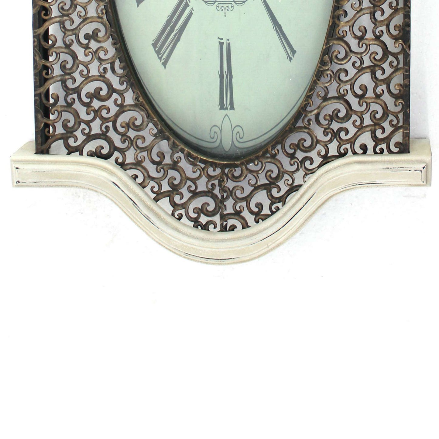 Wall Clock With Scalloped Wooden Top And Bottom, White By Benzara | Clocks |  Modishstore  - 3