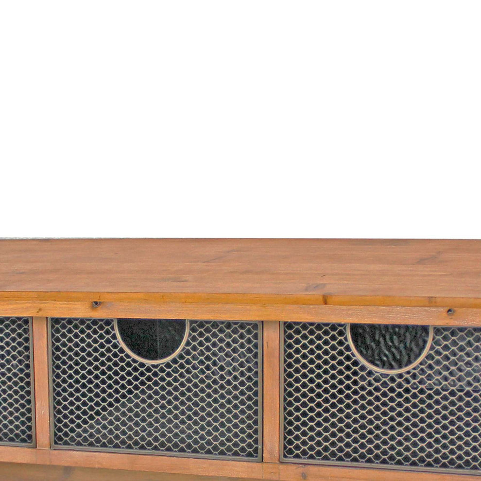 Wooden Wall Shelf With 4 Hooks And 3 Wire Baskets, Brown By Benzara | Wall Shelf |  Modishstore  - 4