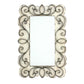 Rectangular Wall Mirror With Wooden Frame And Metal Scrolled Edges, White By Benzara | Mirrors |  Modishstore  - 6
