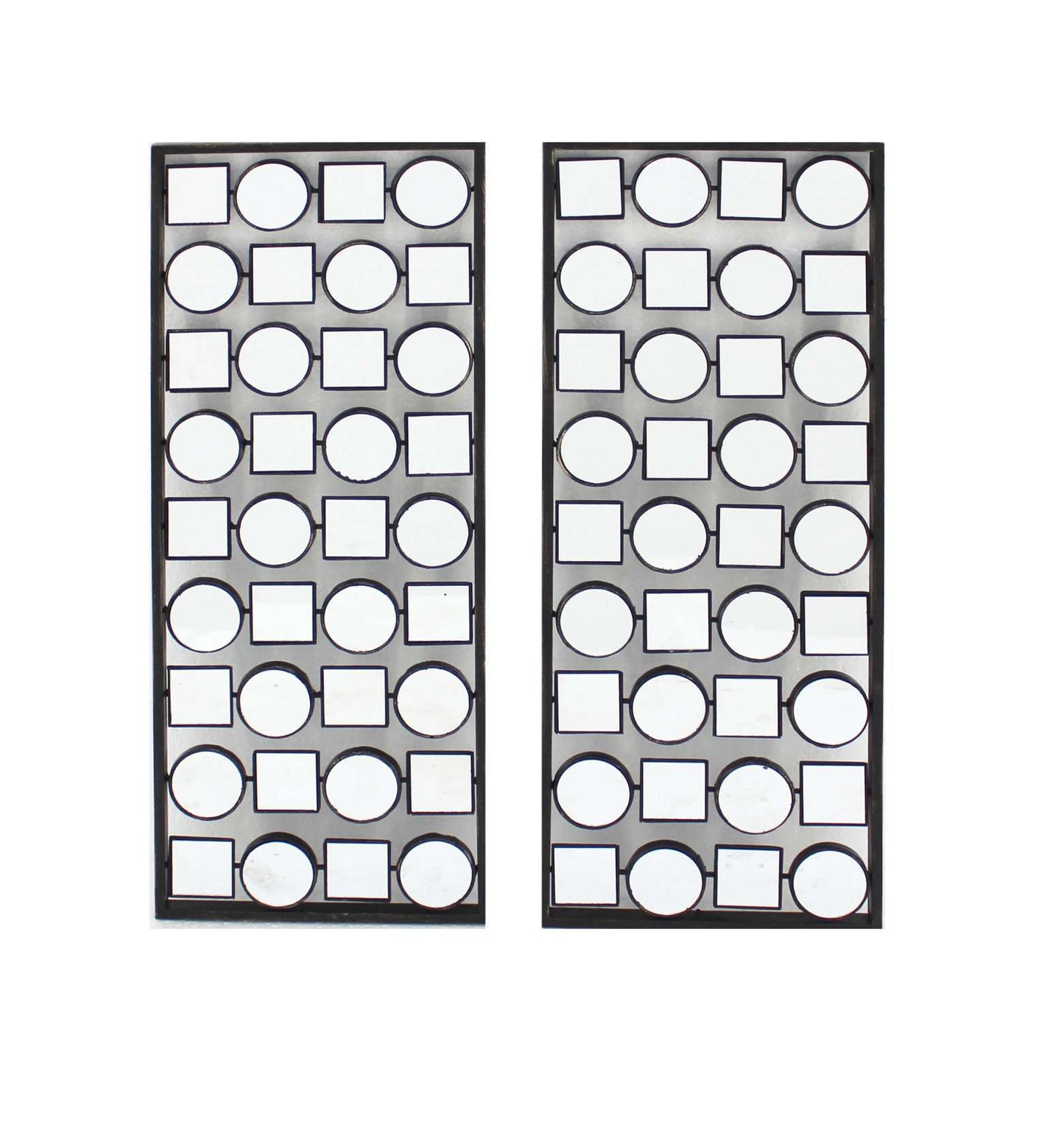 Wall Plaque With Alternate Square And Round Mirrors, Set Of 2, Gray By Benzara | Wall Decor |  Modishstore 