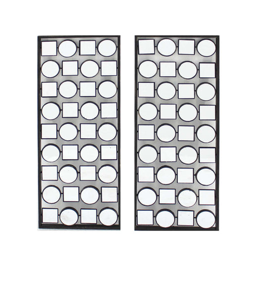 Wall Plaque With Alternate Square And Round Mirrors, Set Of 2, Gray By Benzara | Wall Decor |  Modishstore 