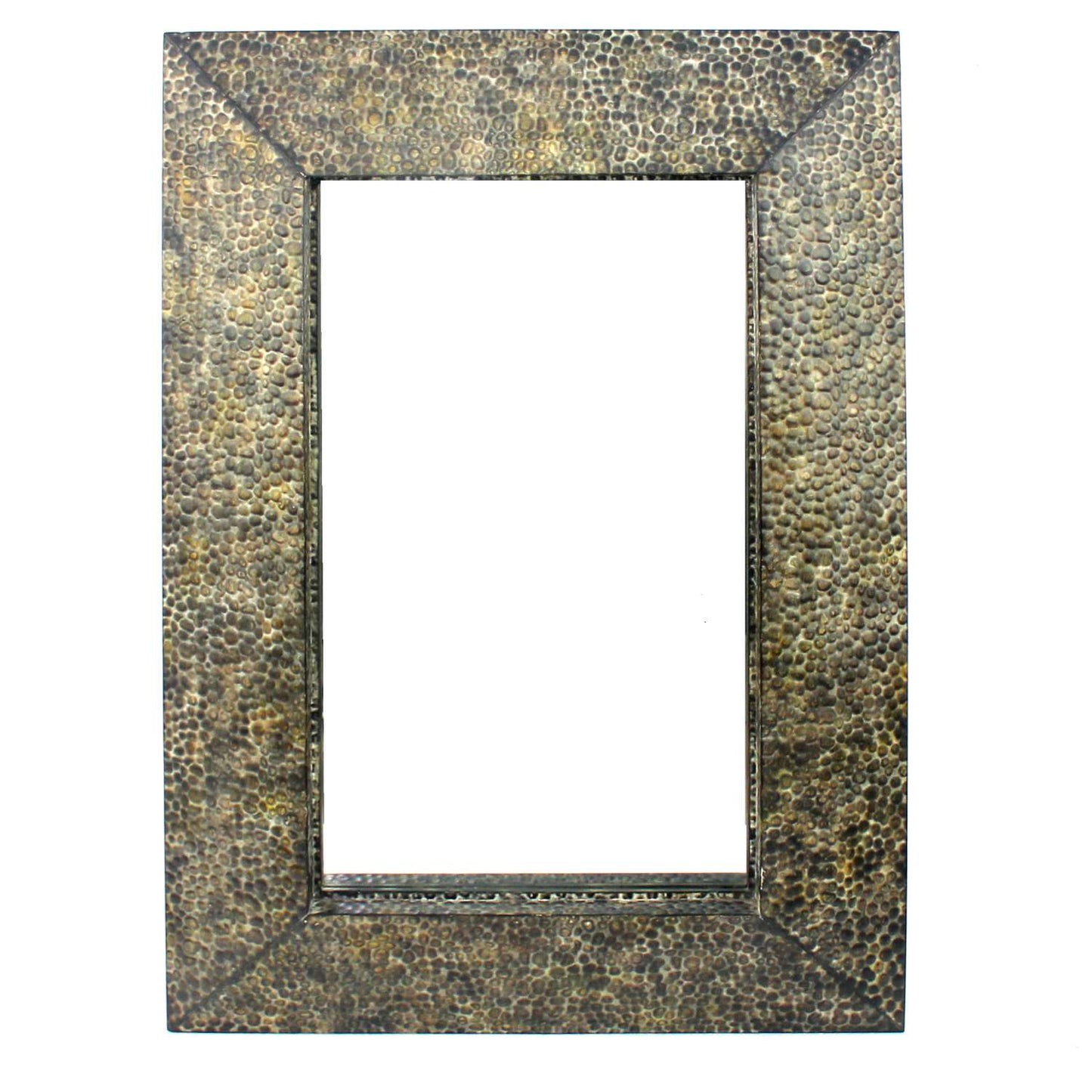 Rectangular Wall Mirror With Gravel Mosaic Border, Brown By Benzara | Mirrors |  Modishstore 