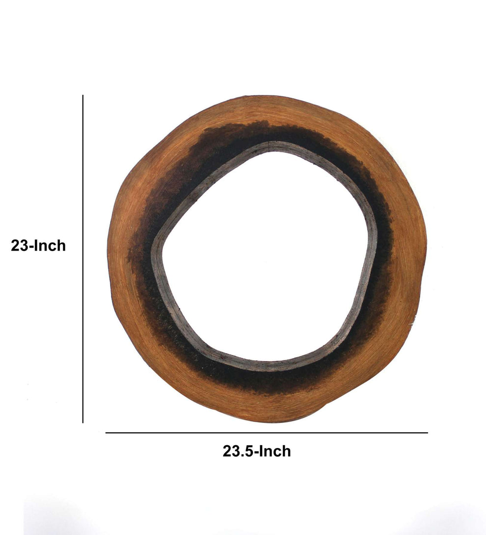 Wooden Wall Mirror With Grotto Circular Shape, Brown By Benzara | Mirrors |  Modishstore  - 2