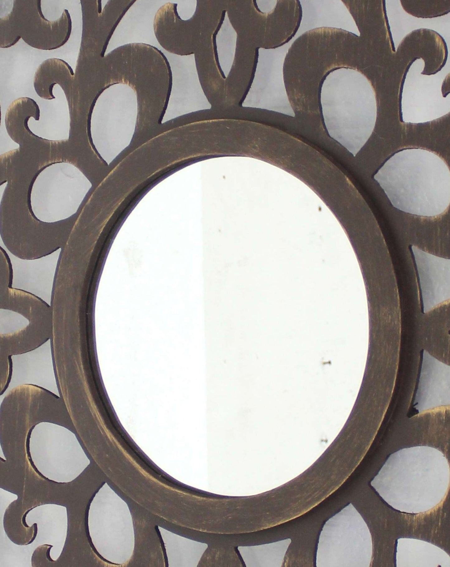 Wooden Frame Square Wall Mirror With Floral Cut Out Design, Espresso By Benzara | Mirrors |  Modishstore  - 3