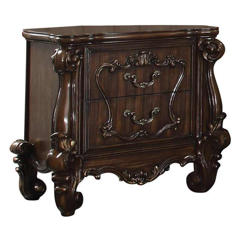 Traditional Wooden Nightstand With Antique Handles And Scrolled Legs, Brown By Benzara | Nightstands |  Modishstore 