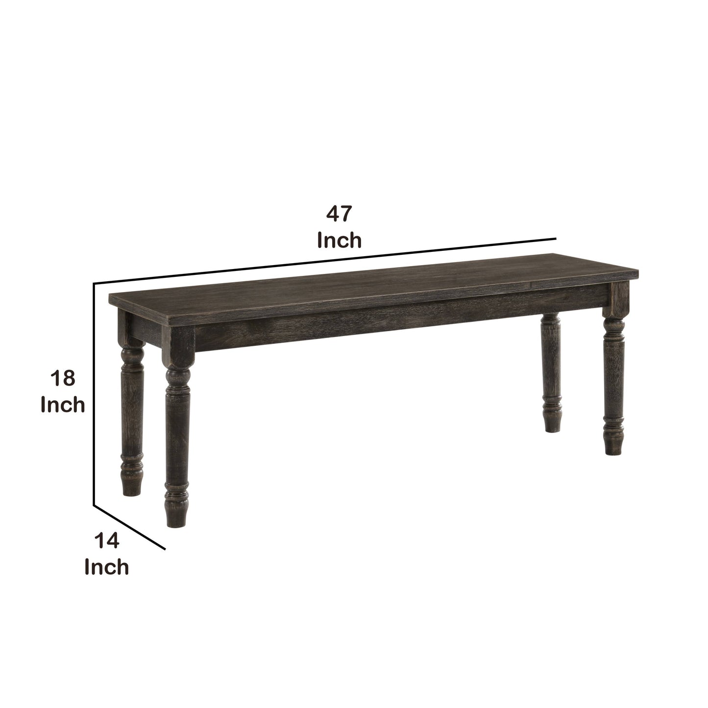 Transitional Style Rectangular Wooden Bench With Turned Legs, Bench By Benzara | Benches |  Modishstore  - 3