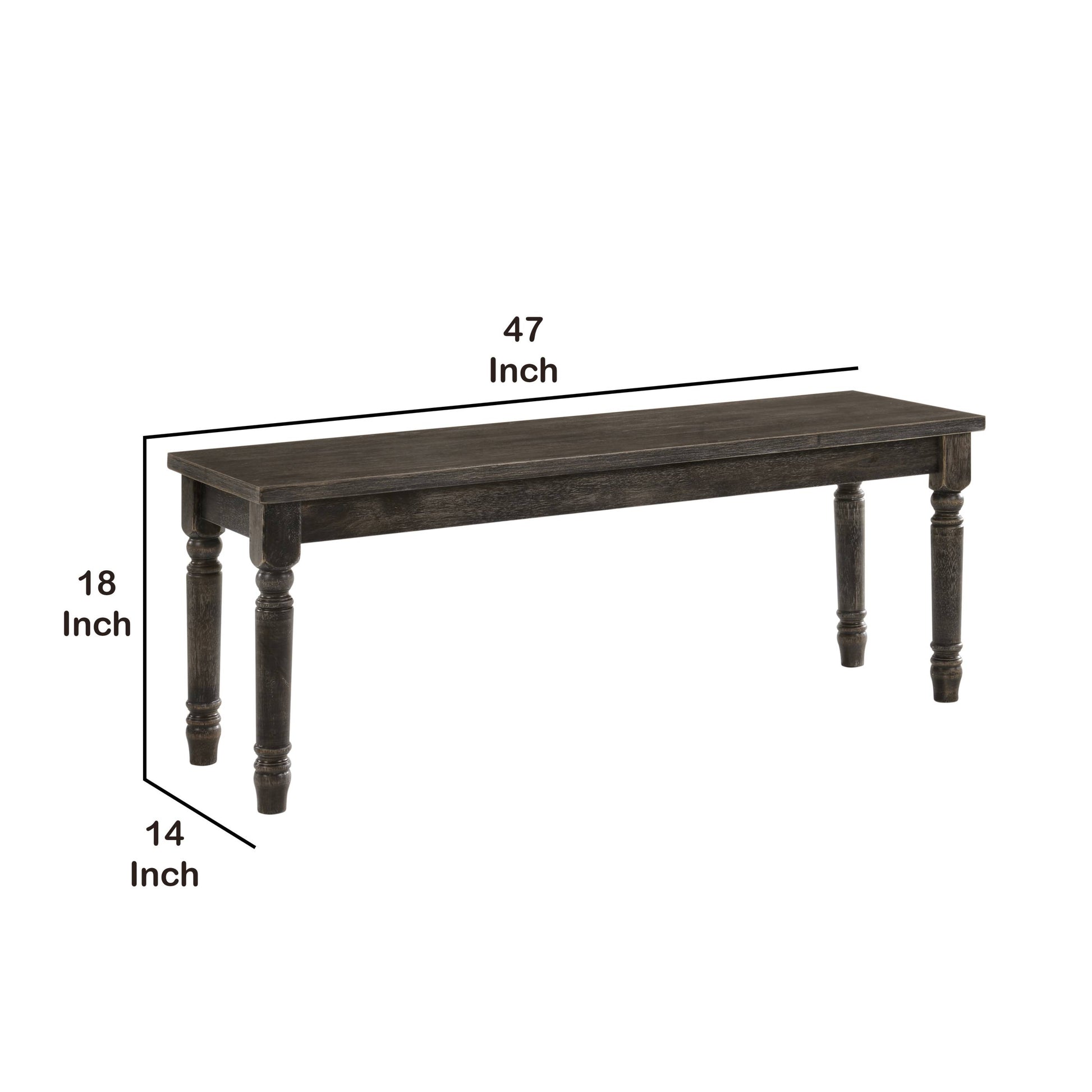 Transitional Style Rectangular Wooden Bench With Turned Legs, Bench By Benzara | Benches |  Modishstore  - 3