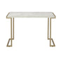 Contemporary Metal Frame Sofa Table With Faux Marble Top ,White And Gold By Benzara | Side Tables |  Modishstore 