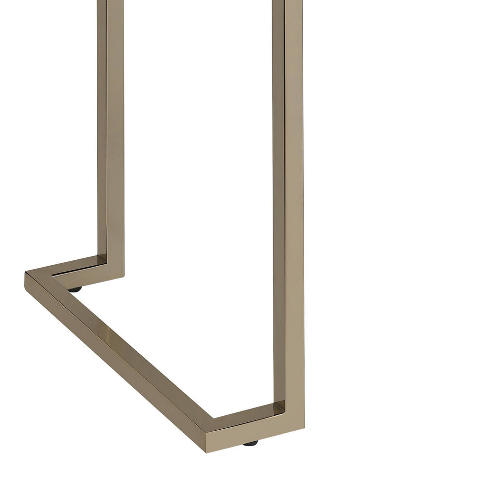 Contemporary Metal Frame Sofa Table With Faux Marble Top ,White And Gold By Benzara | Side Tables |  Modishstore  - 5
