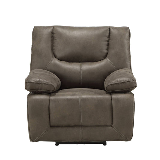 Leatherette Power Motion Recliner With Pillow To Armrests, Brown By Benzara | Chairs & Recliners |  Modishstore 