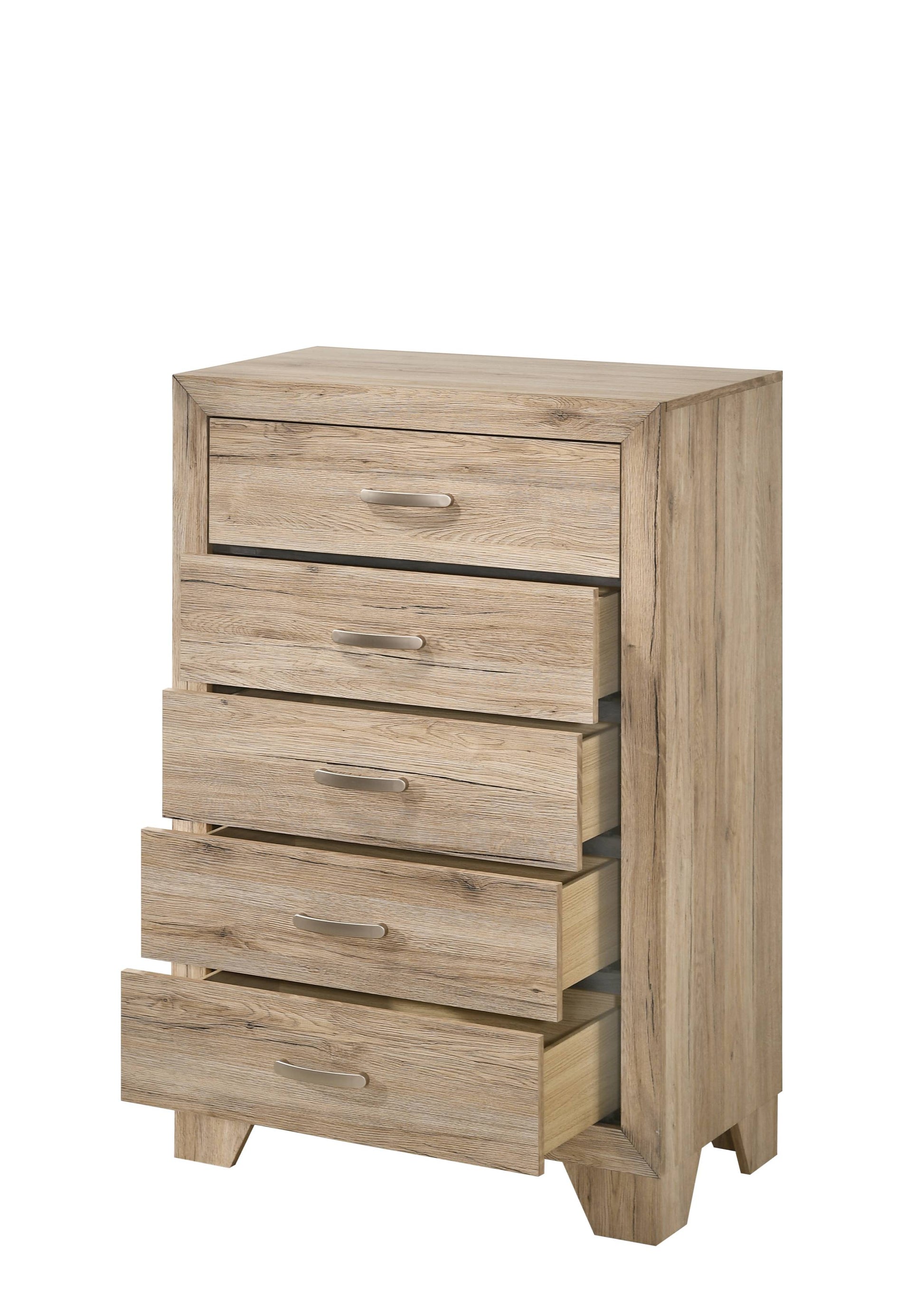Wooden Chest With 5 Storage Drawers, Brown By Benzara | Drawers |  Modishstore  - 4
