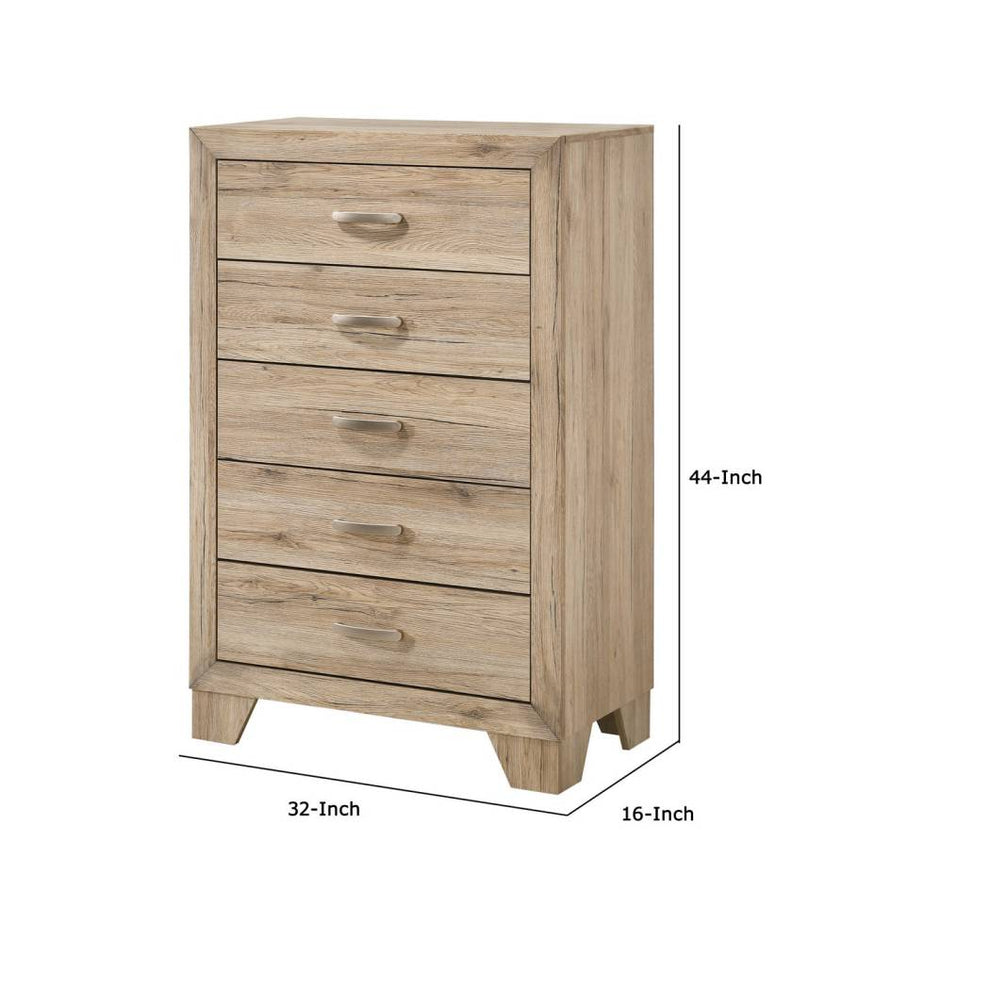 Wooden Chest With 5 Storage Drawers, Brown By Benzara | Drawers |  Modishstore  - 2