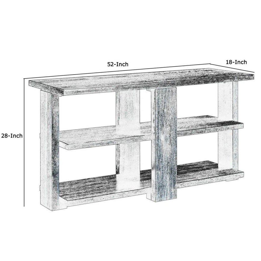 Wooden Sofa Table With 2 Open Display Shelves, Brown By Benzara | Console Tables |  Modishstore  - 2
