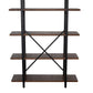 4 Tier Wood And Metal Frame Bookcase With X Shape Design, Brown And Black By Benzara | Bookcases |  Modishstore  - 5