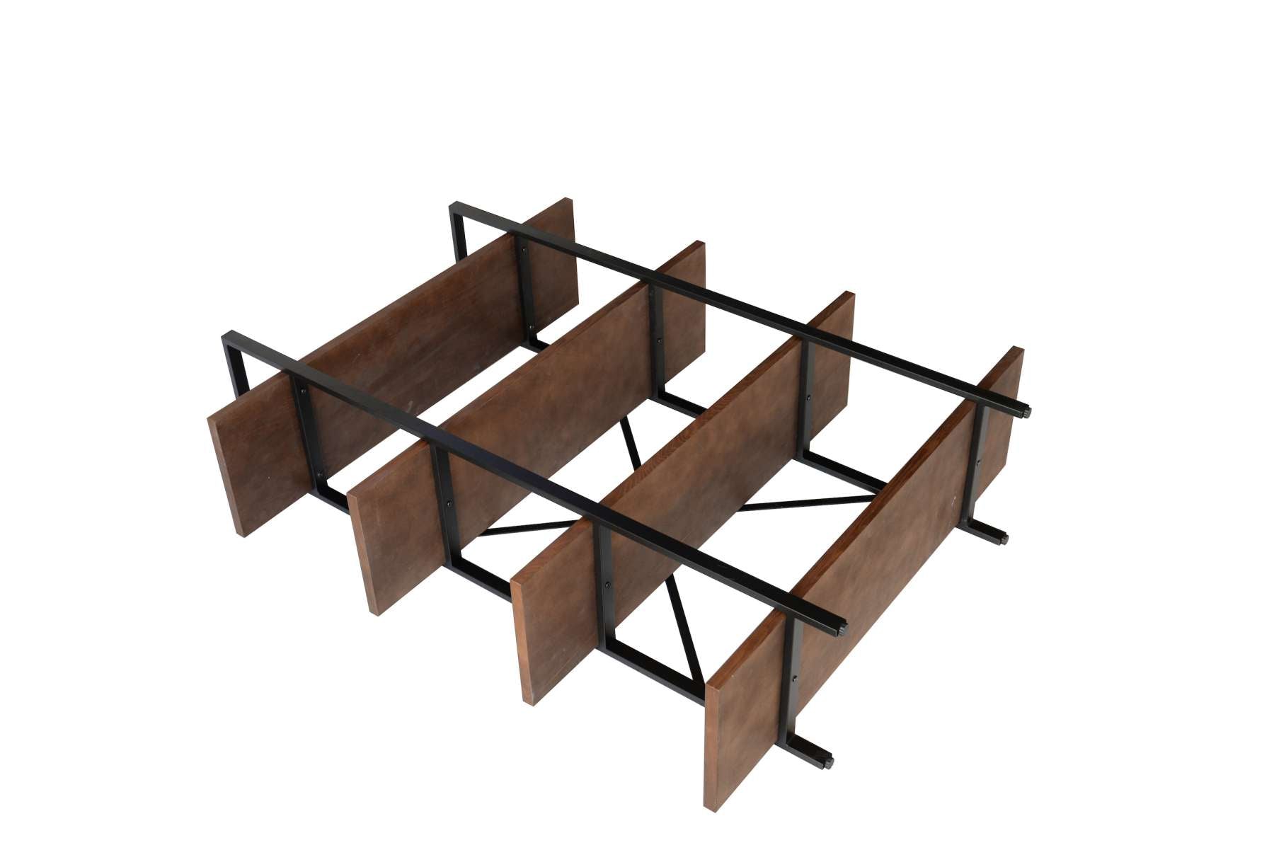 4 Tier Wood And Metal Frame Bookcase With X Shape Design, Brown And Black By Benzara | Bookcases |  Modishstore  - 4