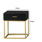 1 Drawer Wooden Nightstand With Metal Legs, Black And Gold By Benzara | Nightstands | Modishstore - 5