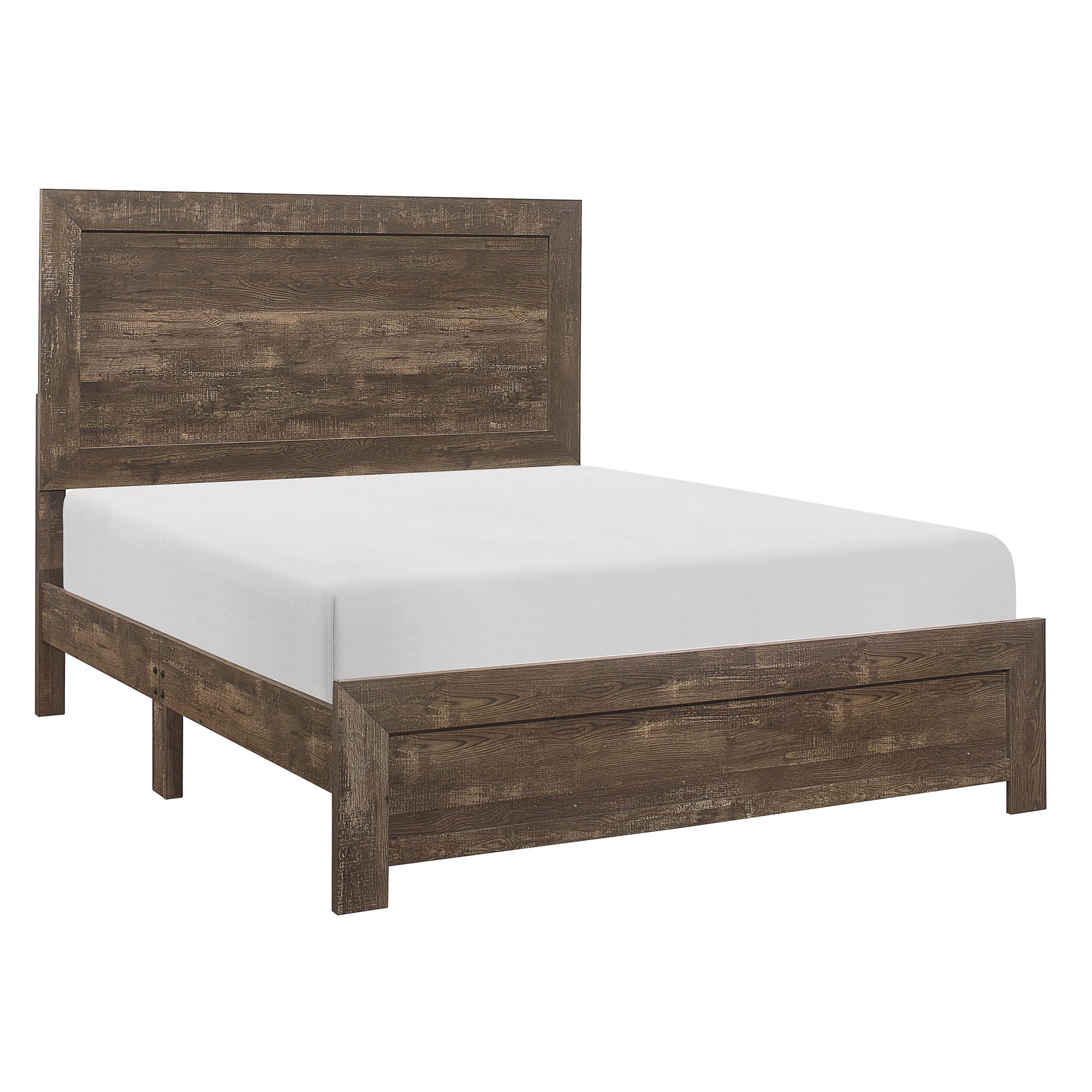 Rustic Panel Design Wooden California King Size Bed With Block Legs, Brown By Benzara | Beds | Modishstore - 2