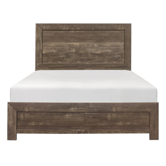 Rustic Panel Design Wooden California King Size Bed With Block Legs, Brown By Benzara | Beds | Modishstore