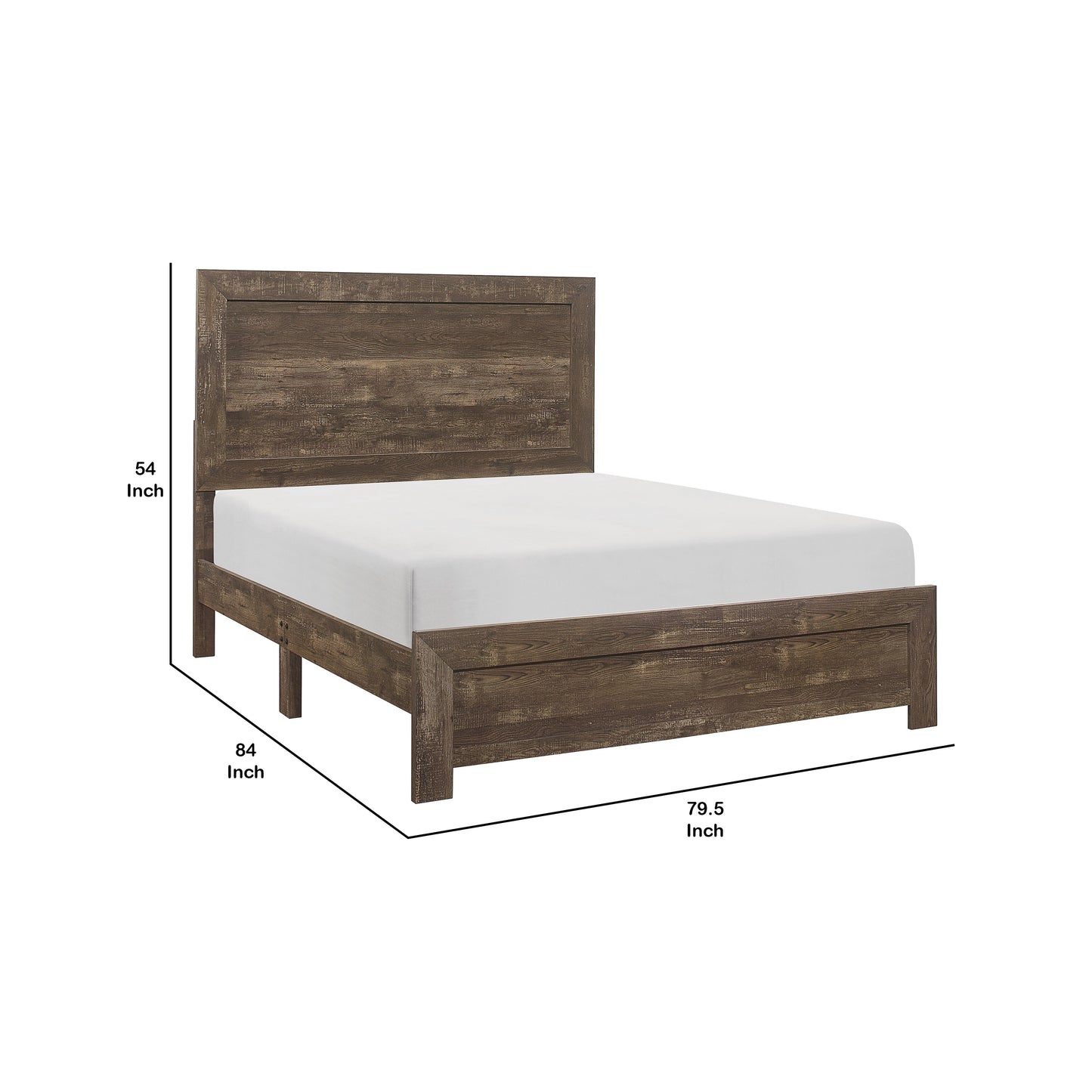 Rustic Panel Design Wooden Eastern King Size Bed With Block Legs, Brown By Benzara | Beds | Modishstore - 5
